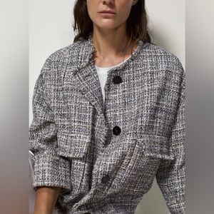 Massimo Dutti embellished textured bomber jacket, size 8